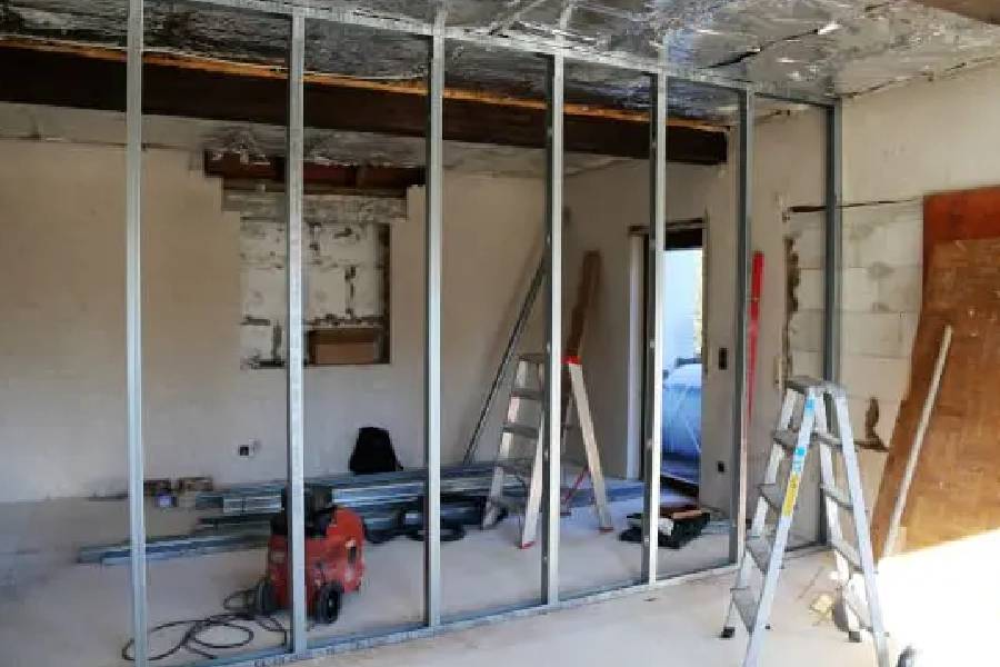 Internal wall framing and partition works during an alteration project